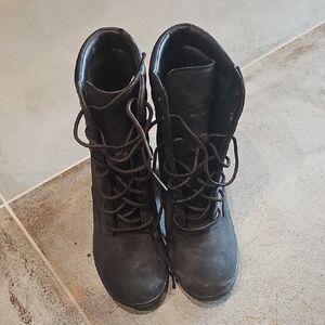 Timberland Dark Leather Combat Boots